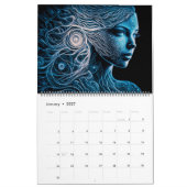 詳細12か月カレンダーの女性（分割ページ） カレンダー (1月 2027)