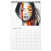 詳細12か月カレンダーの女性（単一ページ） カレンダー (2月 2026)