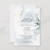 詳細3 エレガントなダスティーブルーの水彩植物 招待状 (正面)