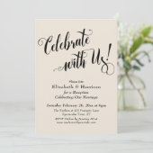 詳細 お祝いに参加しよう！ シンプルなクリーム 招待状 (スタンド正面)