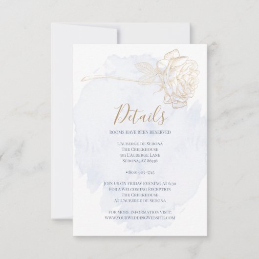 詳細 |ほこりっぽいブルーウォーター金ゴールドバラ 招待状 (正面)