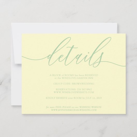 詳細 シグネチャー シンプル ピスタチオ＆クリーム 出欠カード (正面)