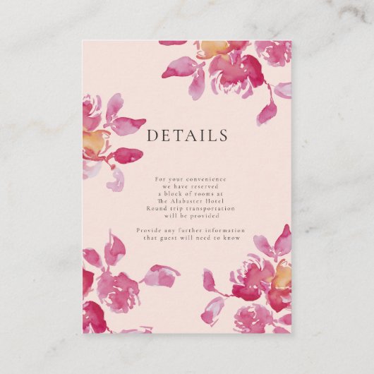 詳細/スキャンから共有ピンクローズウォーター結婚カラー エンクロージャーカード (裏面)