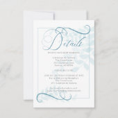 詳細 |ティール（緑がかった色）ブルー淡い色のアクセント葉ブルー 招待状 (正面)