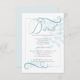 詳細 |ティール（緑がかった色）ブルー淡い色のアクセント葉ブルー 招待状