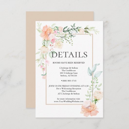 詳細 |パステルコーラルアイボリーフローラスプレー 招待状 (正面/裏面)