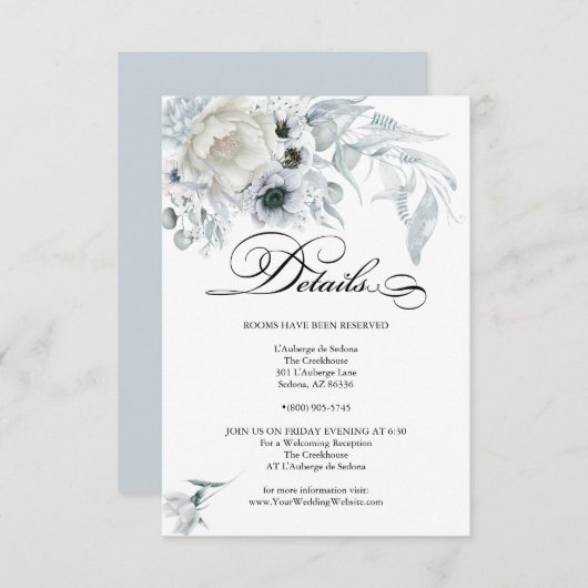 詳細 | Pastelほこりっぽい青い花 招待状 (正面/裏面)