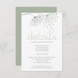 詳細 | Sage お洒落 Green Doodle花 招待状