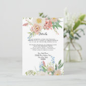 詳細nホテル赤面ピンクブルーnホワイトフローラ 招待状 (スタンド正面)