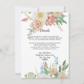 詳細nホテル赤面ピンクブルーnホワイトフローラ 招待状 (正面)
