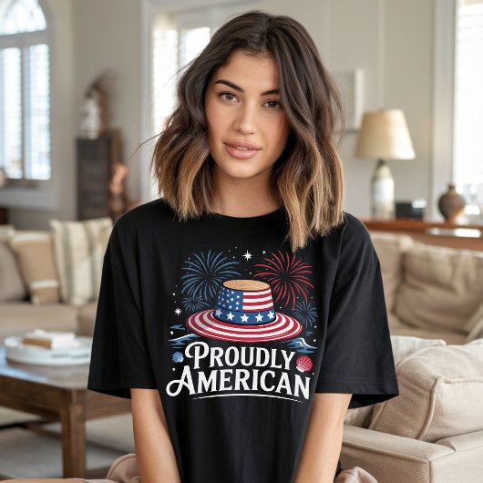 誇らしげにアメリカ – 愛国的なビーチサンハット Tシャツ