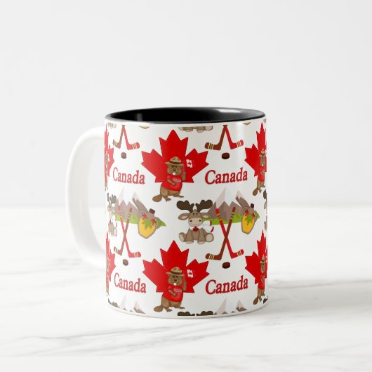 誇らしげにカナダのビーバー ツートーンマグカップ (正面左)