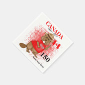 誇らしげにカナダビーバー150周年 スタンダードカクテルナプキン (角)