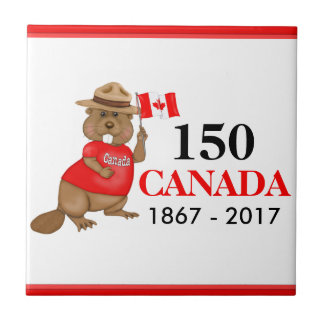 誇らしげにカナダビーバー150周年 タイル