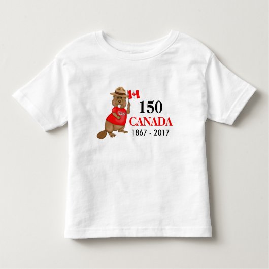 誇らしげにカナダビーバー150周年 トドラーTシャツ (正面)