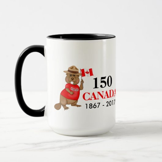 誇らしげにカナダビーバー150周年 マグカップ (左)