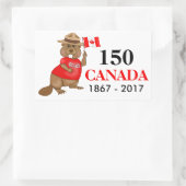誇らしげにカナダビーバー150周年 長方形シール (バッグ)