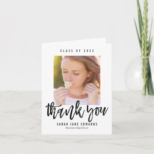 誇らしげにブラシをかけた卒業サンキューカード サンキューカード (正面)