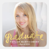 誇らしげにブラシをかけた卒業式のシール スクエアシール (正面)