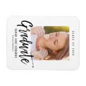 誇らしげにブラシ仕上げ卒業発表マグネット マグネット (横)