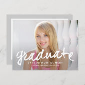 誇らしげにブラシ仕上げ卒業発表/招待状 インビテーションポストカード (正面/裏面)