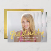 誇らしげにブラシ仕上げ卒業発表/招待状 インビテーションポストカード (正面/裏面)