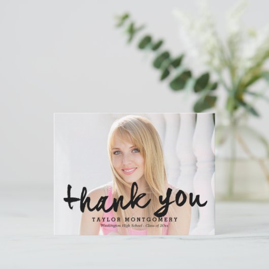 誇らしげにブラシ付き卒業ありがとうポストカード ポストカード (スタンド正面)