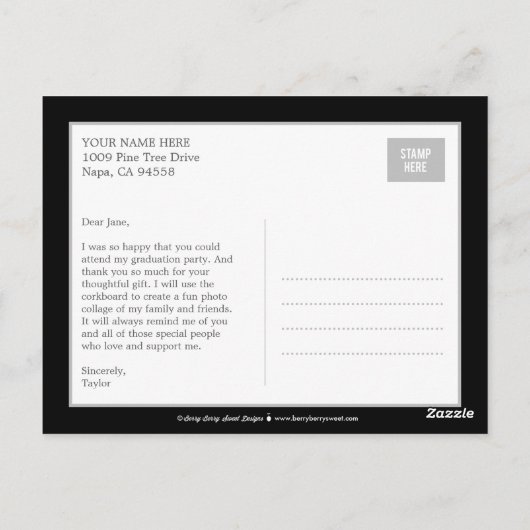 誇らしげにブラシ付き卒業ありがとうポストカード ポストカード (裏面)