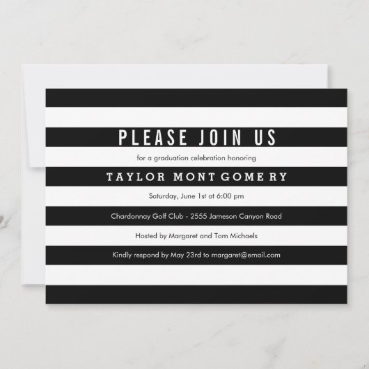 誇らしげにブラシ処理された卒業発表 – 白 招待状 (裏面)