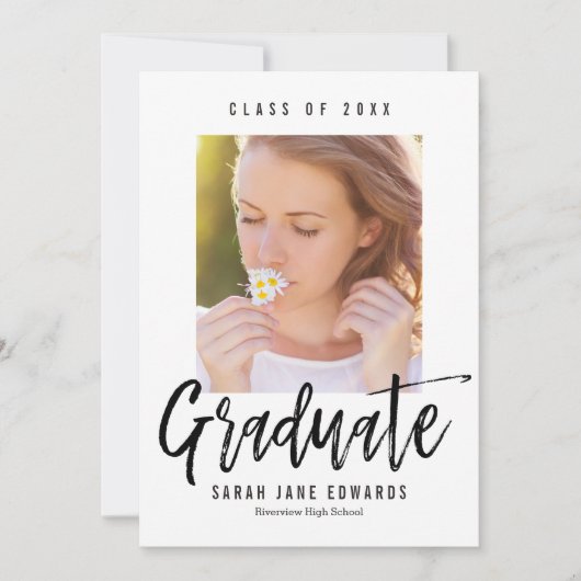 誇らしげにブラッシングされた卒業写真発表 案内状 (正面)