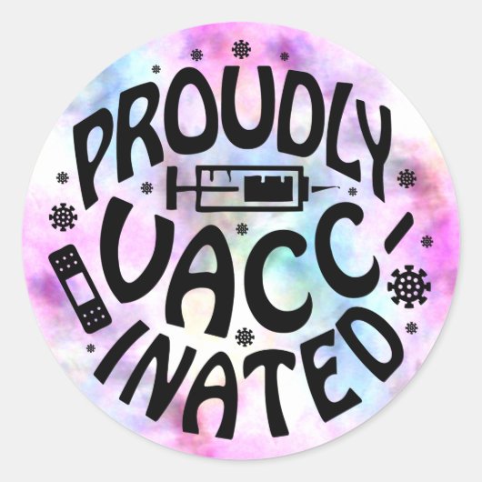 誇らしげに予防接種されたCovid19コロナウイルスショットTieDye ラウンドシール (正面)