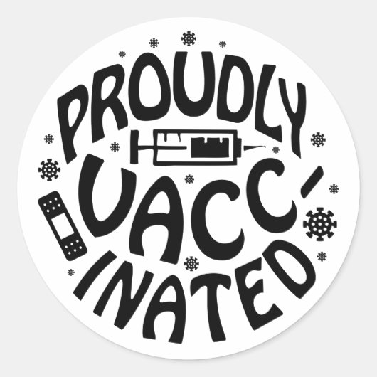 誇らしげに予防接種されたCovid-19コロナウイルスショットブラック ラウンドシール (正面)