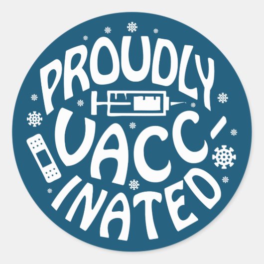 誇らしげに予防接種されたCovid-19コロナウイルスショットブルー ラウンドシール (正面)