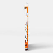 誇らしげに座っている漫画の犬 iPhoneケース (左側面)