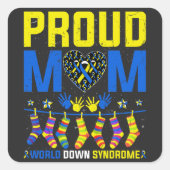 誇りあるママ ワールド・ダウン症候群デー リボン スクエアシール (正面)