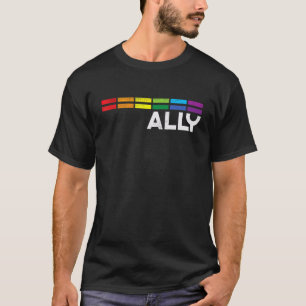 誇りある味方 バー 同性愛者 LGBTQ レインボーフラッグ ゲイ プライド Tシャツ
