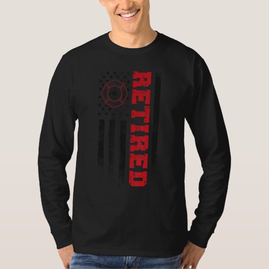 誇りある引退消防士 米国国旗 消防士 引退記念 Tシャツ (正面)