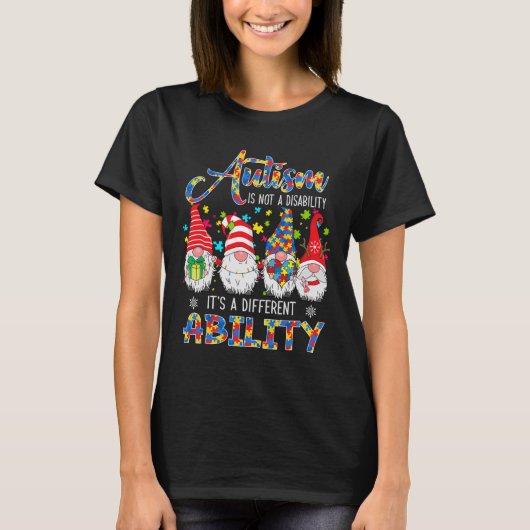 誇りある自閉症 それは異なる能力 3つのクリスマス Tシャツ (正面)