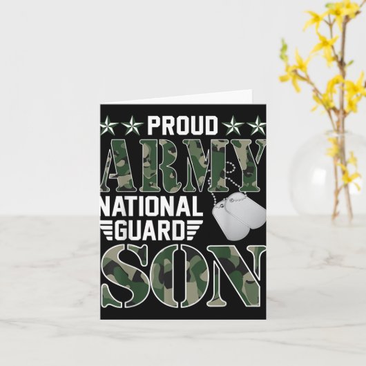 誇りある陸軍州兵の息子を持つ軍人家族の退役軍人 カード (黄色い花)