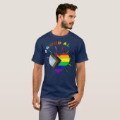 誇りあるLGBTQの味方 プライド フラッグ レインボー Tシャツ (正面フル)