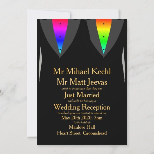 誇りと愛に満ちたゲイの歓迎会への招待 招待状 (正面)