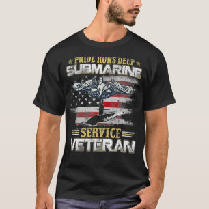 誇りは深く潜水艦サービスベテラン旗パット Tシャツ