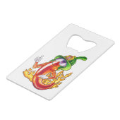 誇りを持ったおもしろいChili On Fire 与え Thumbの消防士 クレジットカード栓抜き (裏面アングル)