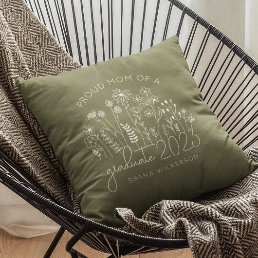 誇りを持ったお母さん卒業咲き野花モダン クッション