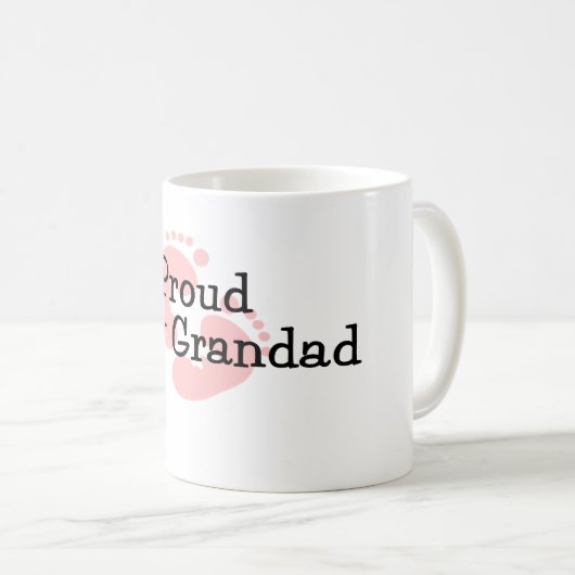 誇りを持ったで新しい祖父の女の赤ちゃんの足跡 コーヒーマグカップ (正面右)