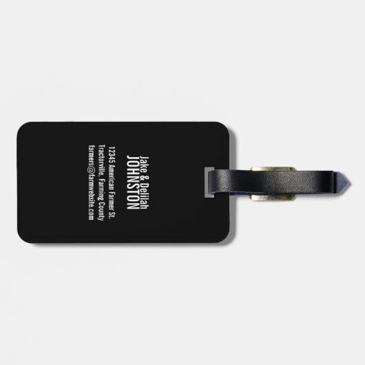 誇りを持ったなアメリカの農家米国の旗のトラクター ラゲッジタグ (裏面横)