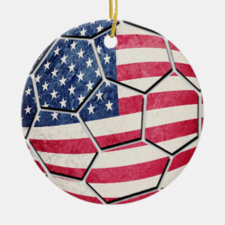 誇りを持ったなアメリカ人米国の旗のサッカーボール セラミックオーナメント