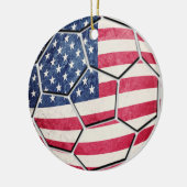 誇りを持ったなアメリカ人米国の旗のサッカーボール セラミックオーナメント (左)