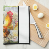 誇りを持ったなオンドリ キッチンタオル (四つ折り)