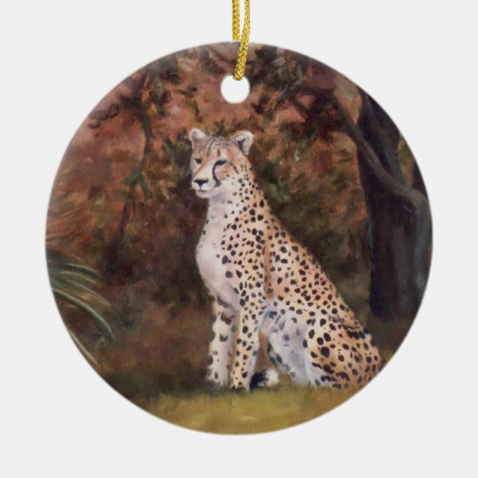 誇りを持ったなオーナメントを坐らせているチータ セラミックオーナメント (正面)